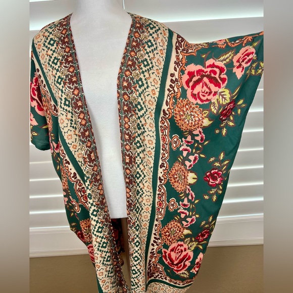 Gorgeous Fall Green Kimono Sz.S, By Angie - Picture 6 of 8
